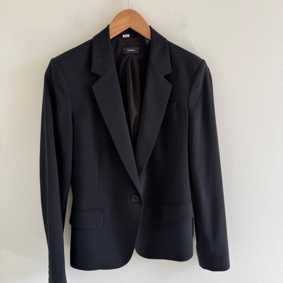 Theory Gabe Black Stretch Wool Blazer 8 - Picture 1 of 10